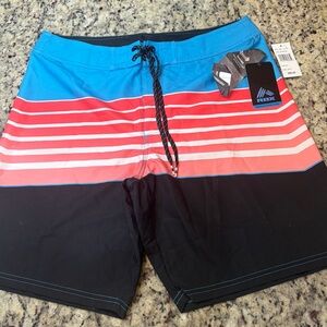 RBX Men's Blue, Red, and Black Board Shorts